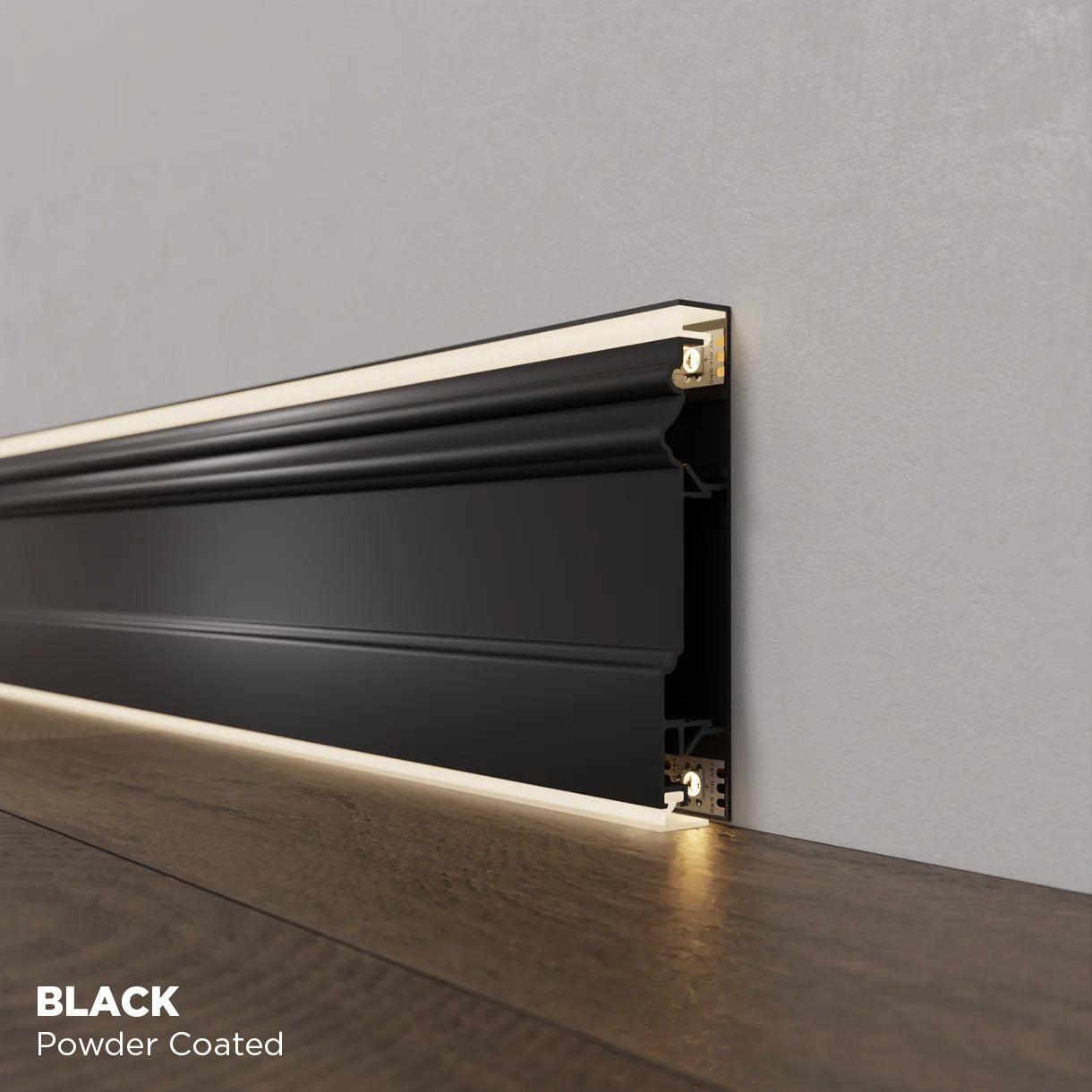 Baseboard For Led Ribbon 32 FEET KIT - Leux Aluminium LED Baseboard Moulding (32'9 in / 10 lm ...